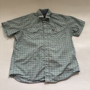 Rodeo Clothing Co Men Short Sleeve Shirt Pearl Snap Floral All‎ Over Print Large